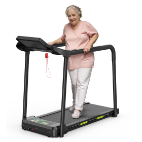 Walking Pad Treadmill For Senior, Foldable Exercise Treadmill With Stable And Safe Structural Design, Large LED Display For Elderly, Long Handrail For