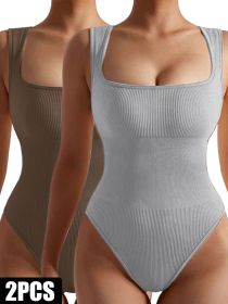 2 Pack Womens, One Piece Jumpsuits For Women, Ribbed Workout Tops For Women Clothing, Seamless Tank Tops Rompers (Option: 2PACK3-L)