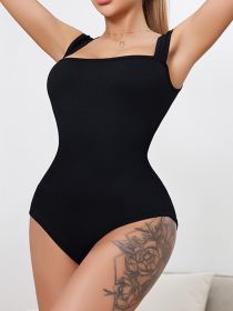 Women's One-piece Set Sleeveless Square Neck Skinny Yoga Bodysuit, Women's Sportswear Clothing (Option: Black-M)