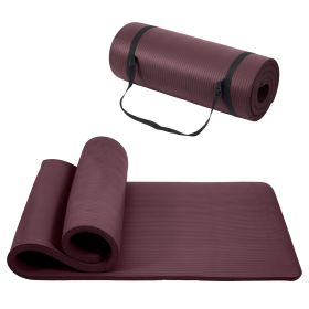 Only Supports Self Pickup  Yoga Mat, One Inch Thickened High-density Practice Mat, Tear-resistant Practice Yoga Mat With Straps, Suitable For All Kind (Option: Deep Wine)
