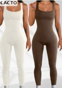 Women's Suspender Tank Top Tights (Option: Beige and brown-M)